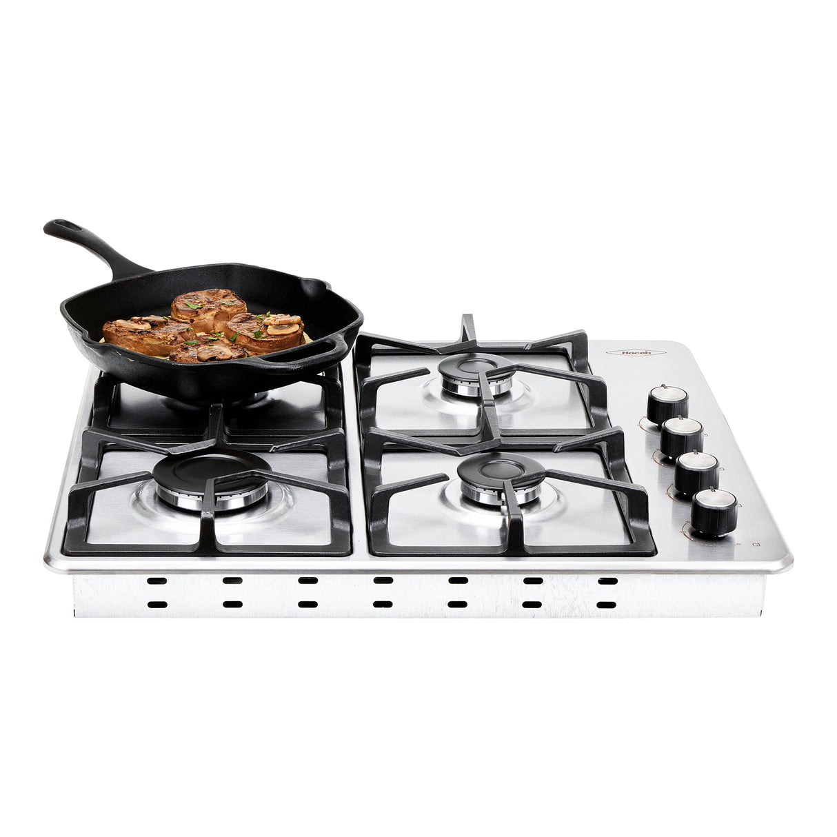 Estufa de Empotrar Haceb Tandoori Hierro Fundido Inox 60x52cm 110 Voltios para Gas Propano con Cuatro Quemadores