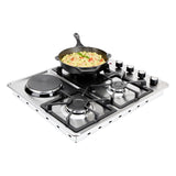 Estufa de Empotrar Haceb Mixta Inox 60x51cm 110 Voltios para Mixto con Cuatro Quemadores