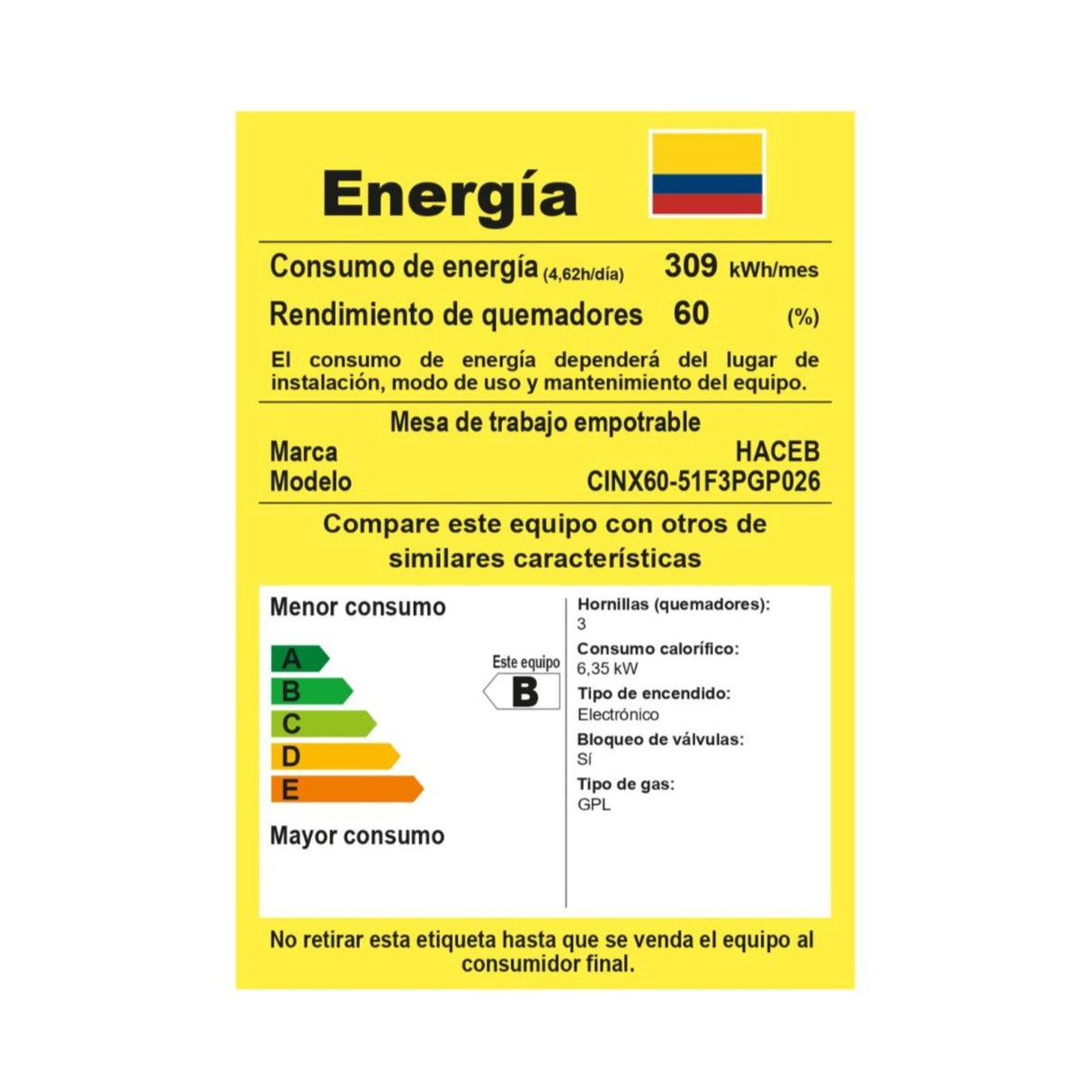 Estufa de Empotrar Haceb Mixta Inox 60x51cm 110 Voltios para Mixto con Cuatro Quemadores