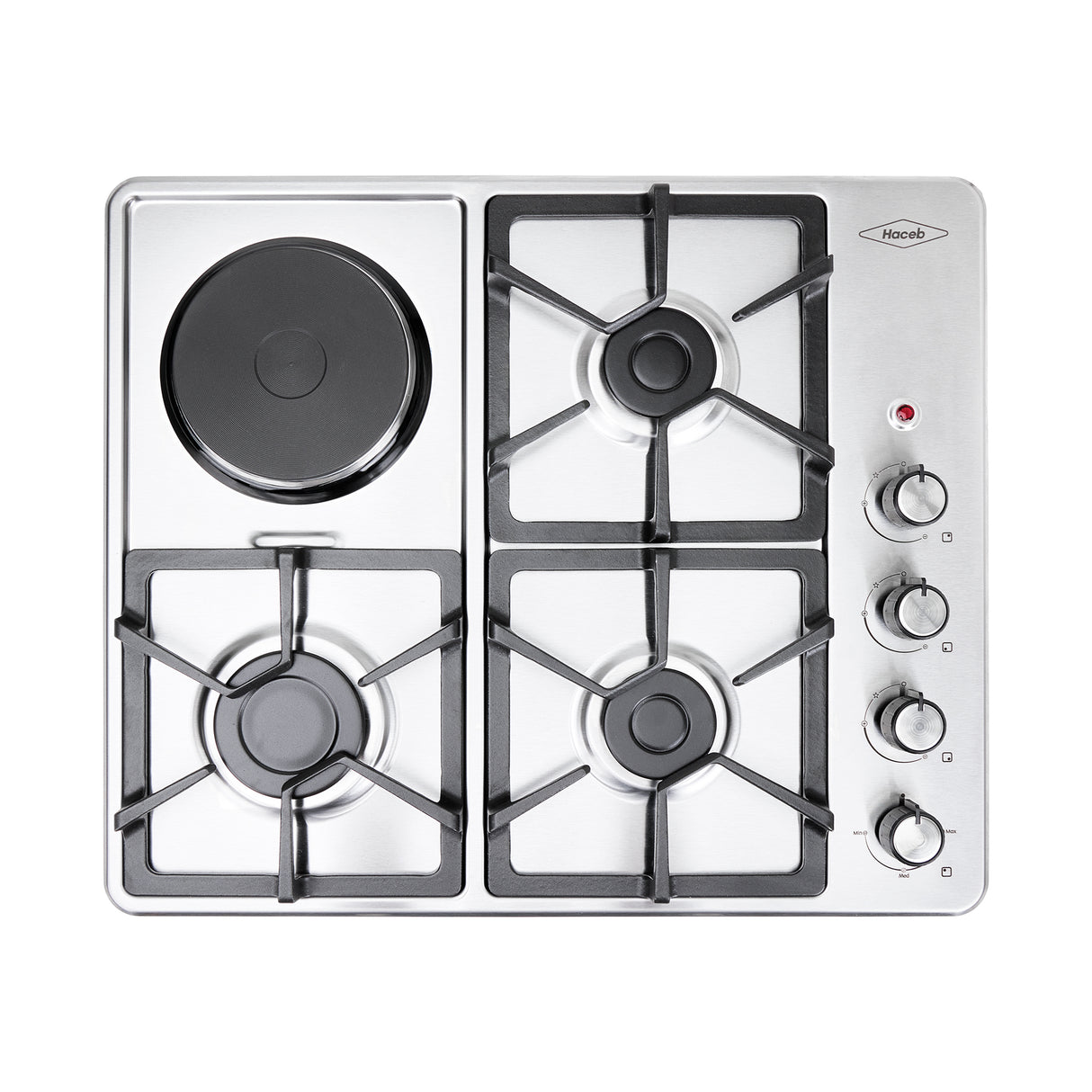 Estufa de Empotrar Haceb Mixta Inox 60x51cm 110 Voltios para Mixto con Cuatro Quemadores