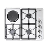 Estufa de Empotrar Haceb Mixta Inox 60x51cm 110 Voltios para Mixto con Cuatro Quemadores