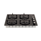 Estufa de Empotrar Haceb Cristal Negro 60x43cm 110 Voltios para Gas Natural con Cuatro Quemadores