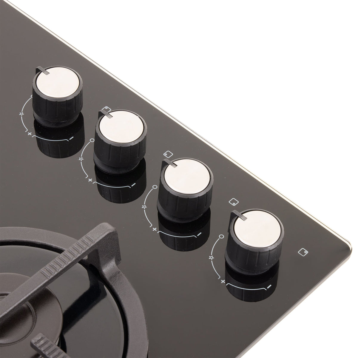 Estufa de Empotrar Haceb Cristal Negro 60x43cm 110 Voltios para Gas Natural con Cuatro Quemadores