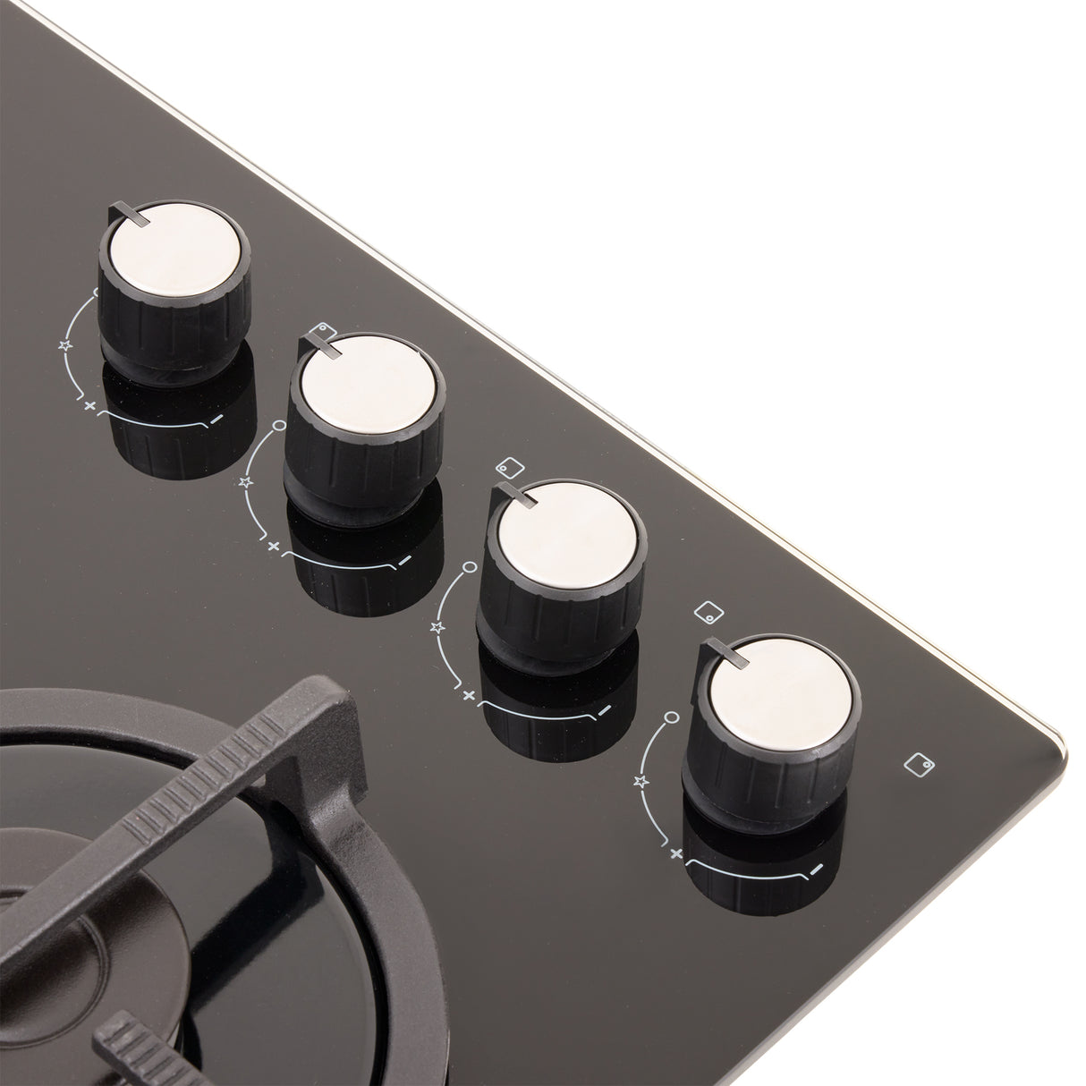 Estufa de Empotrar Haceb Cristal Negro 60x43cm 110 Voltios para Gas Natural con Cuatro Quemadores