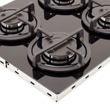 Estufa de Empotrar Haceb Cristal Negro 60x43cm 110 Voltios para Gas Natural con Cuatro Quemadores