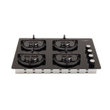 Estufa de Empotrar Haceb Cristal Negro 60x43cm 110 Voltios para Gas Propano con Cuatro Quemadores