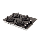 Estufa de Empotrar Haceb Cristal Negro 60x43cm 110 Voltios para Gas Propano con Cuatro Quemadores