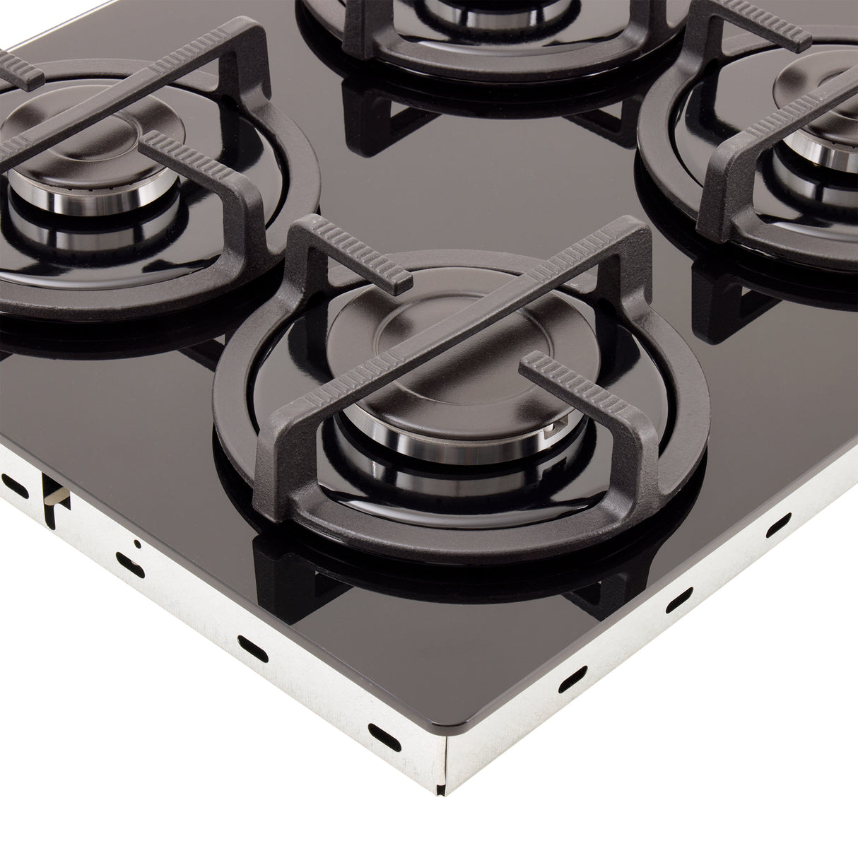 Estufa de Empotrar Haceb Cristal Negro 60x43cm 110 Voltios para Gas Propano con Cuatro Quemadores