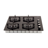 Estufa de Empotrar Haceb Cristal Negro 60x51cm 110 Voltios para Gas Propano con Cuatro Quemadores