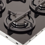 Estufa de Empotrar Haceb Cristal Negro 60x51cm 110 Voltios para Gas Propano con Cuatro Quemadores