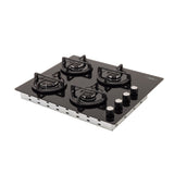 Estufa de Empotrar Haceb Cristal Negro 60x51cm 110 Voltios para Gas Propano con Cuatro Quemadores