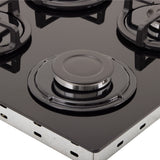 Estufa de Empotrar Haceb Cristal Negro 60x51cm 110 Voltios para Gas Propano con Cuatro Quemadores