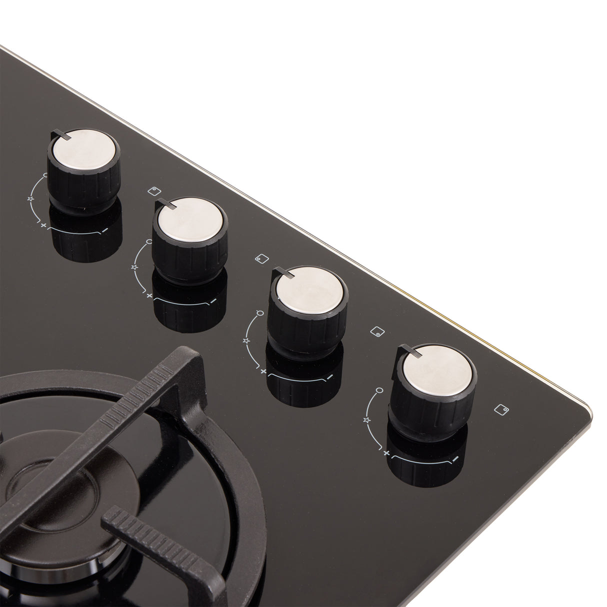 Estufa de Empotrar Haceb Cristal Negro 60x51cm 110 Voltios para Gas Propano con Cuatro Quemadores