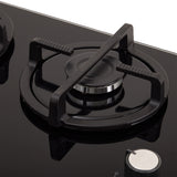 Estufa de Empotrar Haceb Cristal Negro y Plata 76x54cm 110 Voltios para Gas Natural con Cinco Quemadores
