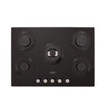 Estufa de Empotrar Haceb Cristal Negro y Plata 76x54cm 110 Voltios para Gas Propano con Cinco Quemadores