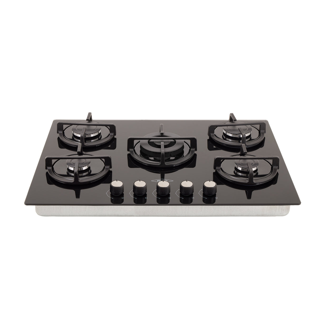 Estufa de Empotrar Haceb Cristal Negro 76x54cm 110 Voltios para Gas Natural con Cinco Quemadores