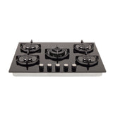 Estufa de Empotrar Haceb Cristal Negro 76x54cm 110 Voltios para Gas Natural con Cinco Quemadores