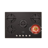 Estufa de Empotrar Haceb Cristal Negro 76x54cm 110 Voltios para Gas Natural con Cinco Quemadores