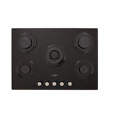 Estufa de Empotrar Haceb Cristal Negro 76x54cm 110 Voltios para Gas Natural con Cinco Quemadores