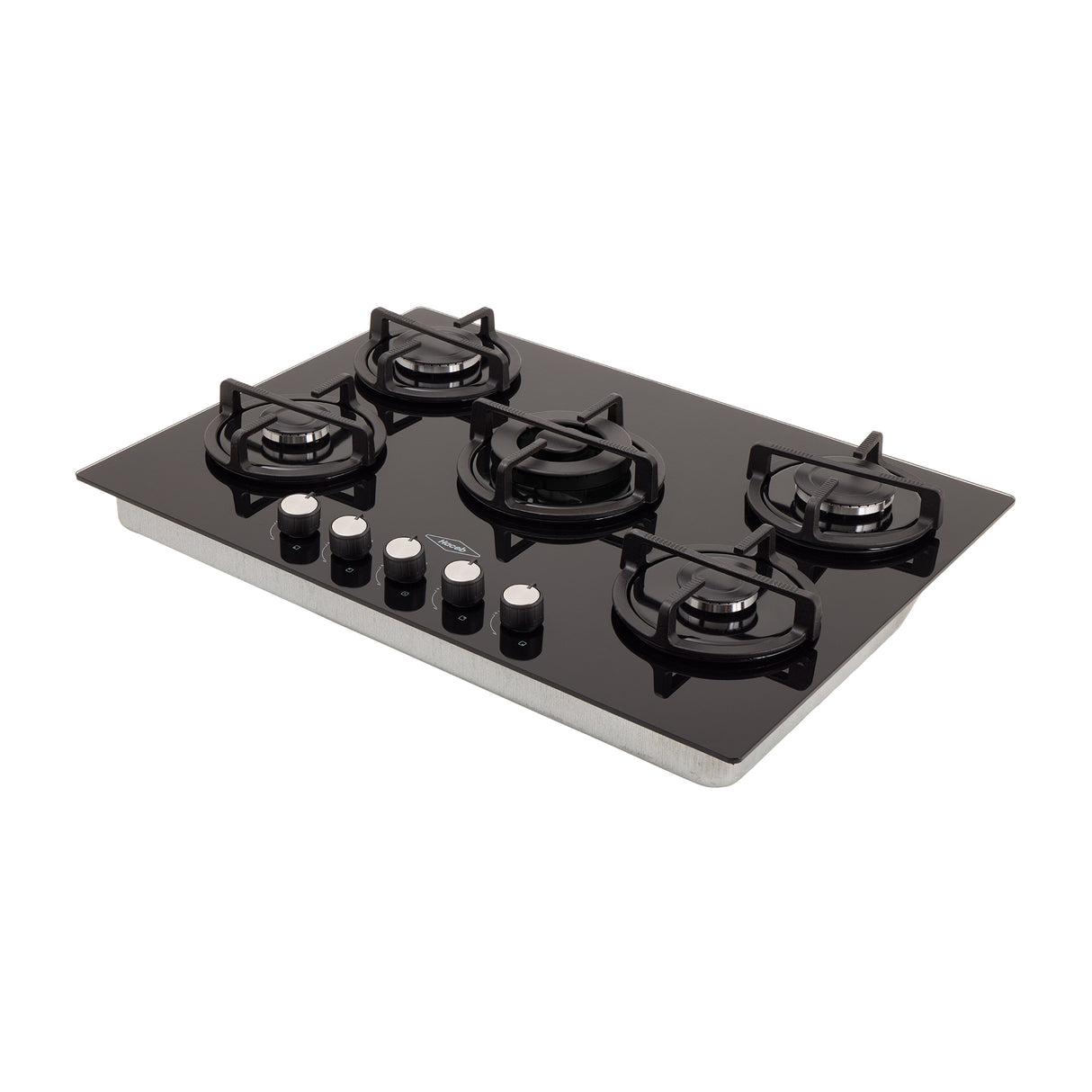 Estufa de Empotrar Haceb Cristal Negro 76x54cm 110 Voltios para Gas Natural con Cinco Quemadores
