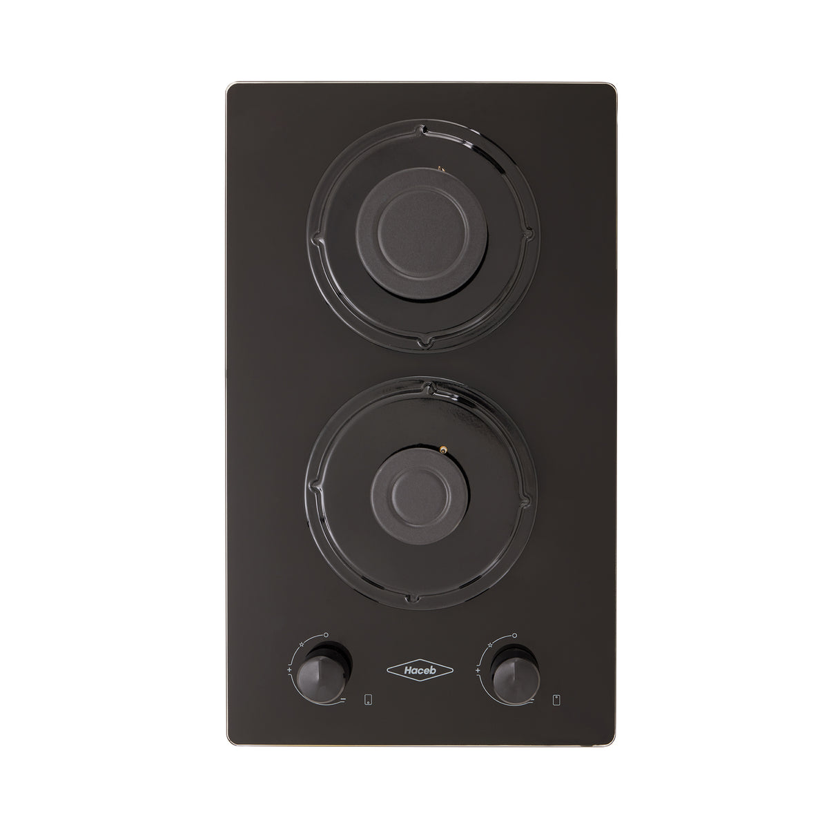 Estufa de Empotrar Haceb Cristal Negro 30x51cm 110 Voltios para Gas Natural con Dos Quemadores