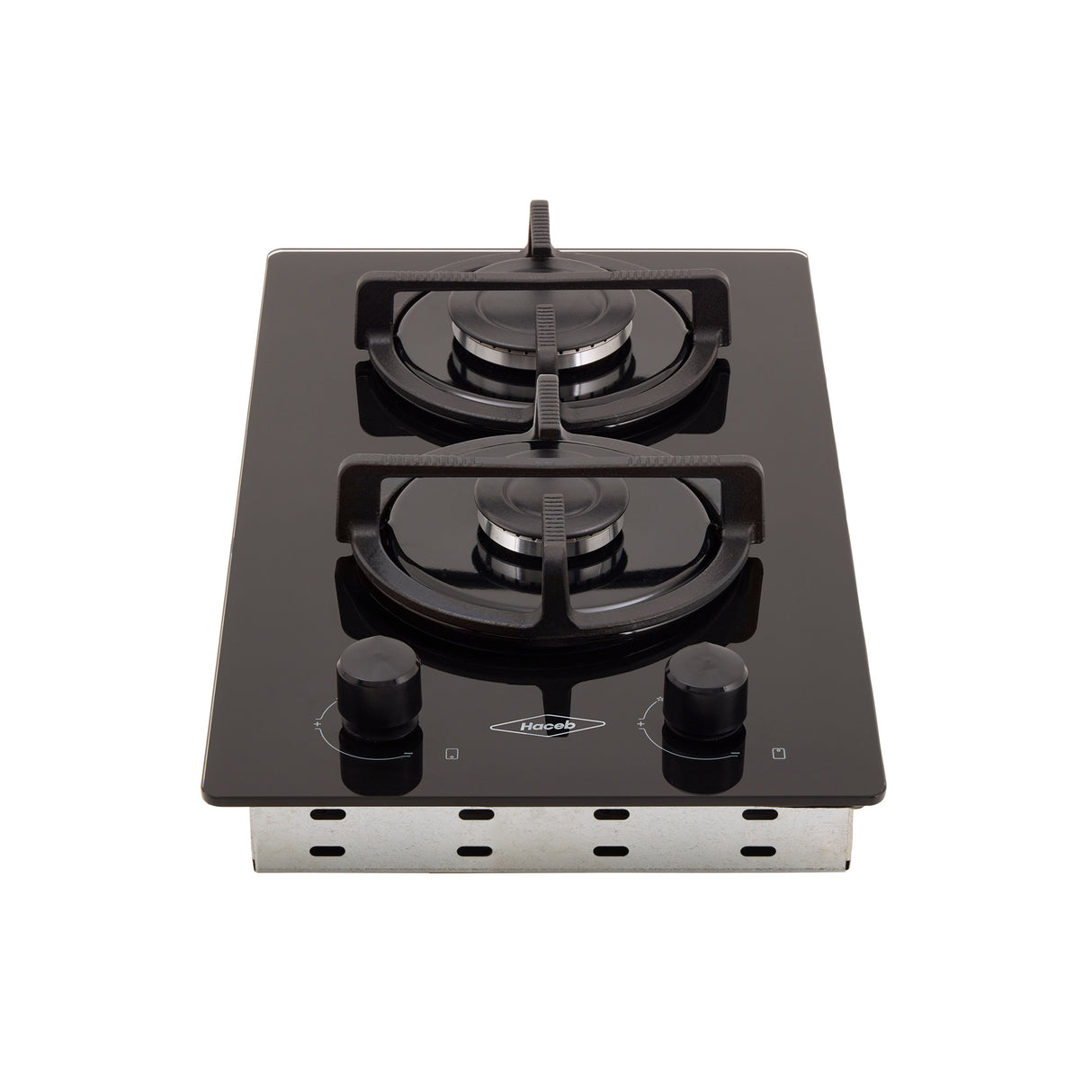 Estufa de Empotrar Haceb Cristal Negro 30x51cm 110 Voltios para Gas Natural con Dos Quemadores