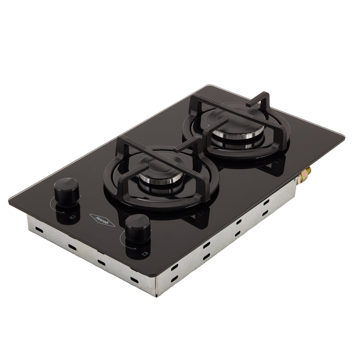 Estufa de Empotrar Haceb Cristal Negro 30x51cm 110 Voltios para Gas Natural con Dos Quemadores
