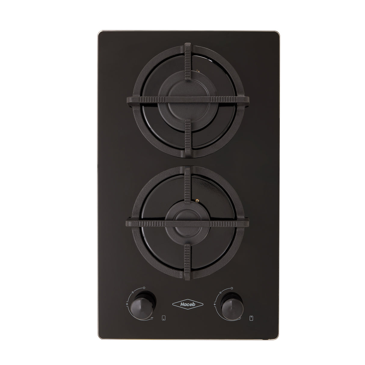 Estufa de Empotrar Haceb Cristal Negro 30x51cm 110 Voltios para Gas Propano con Dos Quemadores
