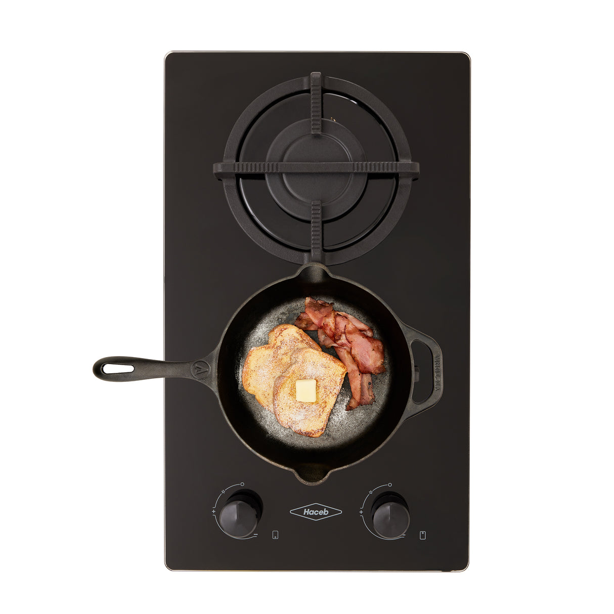 Estufa de Empotrar Haceb Cristal Negro 30x51cm 110 Voltios para Gas Propano con Dos Quemadores