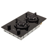 Estufa de Empotrar Haceb Cristal Negro 30x51cm 110 Voltios para Gas Propano con Dos Quemadores