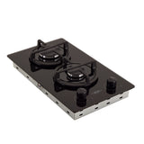 Estufa de Empotrar Haceb Cristal Negro 30x51cm 110 Voltios para Gas Propano con Dos Quemadores