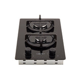 Estufa de Empotrar Haceb Cristal Negro 30x51cm 110 Voltios para Gas Propano con Dos Quemadores