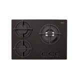 Estufa de Empotrar Haceb Cristal Negro y Plata 60x43cm 110 Voltios para Gas Natural con Tres Quemadores