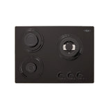 Estufa de Empotrar Haceb Cristal Negro y Plata 60x43cm 110 Voltios para Gas Natural con Tres Quemadores