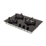Estufa de Empotrar Haceb Cristal Negro y Plata 60x43cm 110 Voltios para Gas Natural con Tres Quemadores