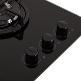 Estufa de Empotrar Haceb Cristal Negro y Plata 60x43cm 110 Voltios para Gas Natural con Tres Quemadores