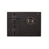 Estufa de Empotrar Haceb Cristal Negro y Oro Mate 60x43cm 110 Voltios para Gas Natural con Tres Quemadores