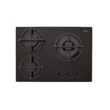 Estufa de Empotrar Haceb Cristal Negro 60x43cm 110 Voltios para Gas Natural con Tres Quemadores