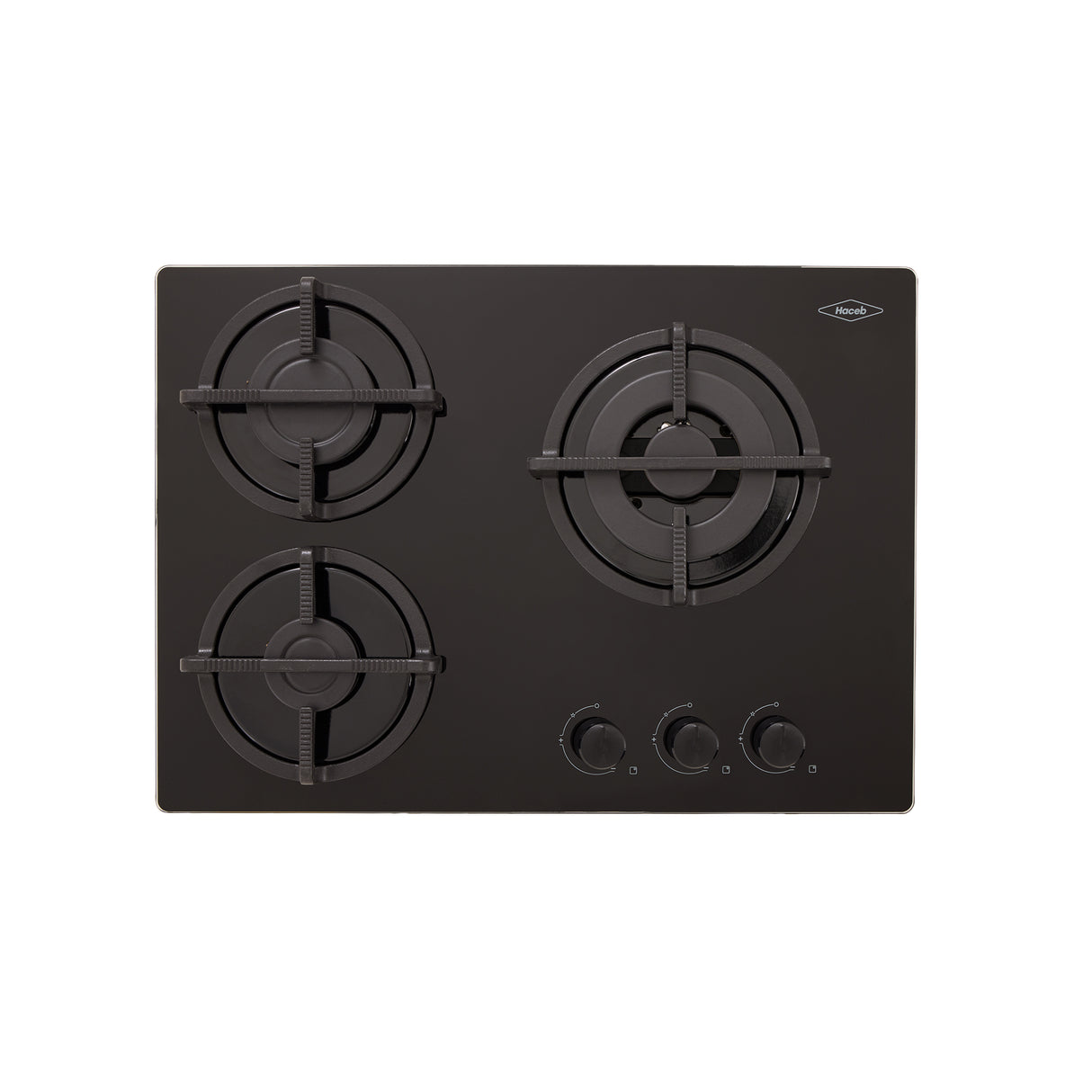 Estufa de Empotrar Haceb Cristal Negro 60x43cm 110 Voltios para Gas Natural con Tres Quemadores
