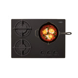 Estufa de Empotrar Haceb Cristal Negro 60x43cm 110 Voltios para Gas Natural con Tres Quemadores