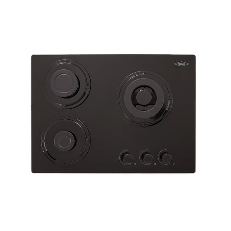 Estufa de Empotrar Haceb Cristal Negro 60x43cm 110 Voltios para Gas Natural con Tres Quemadores