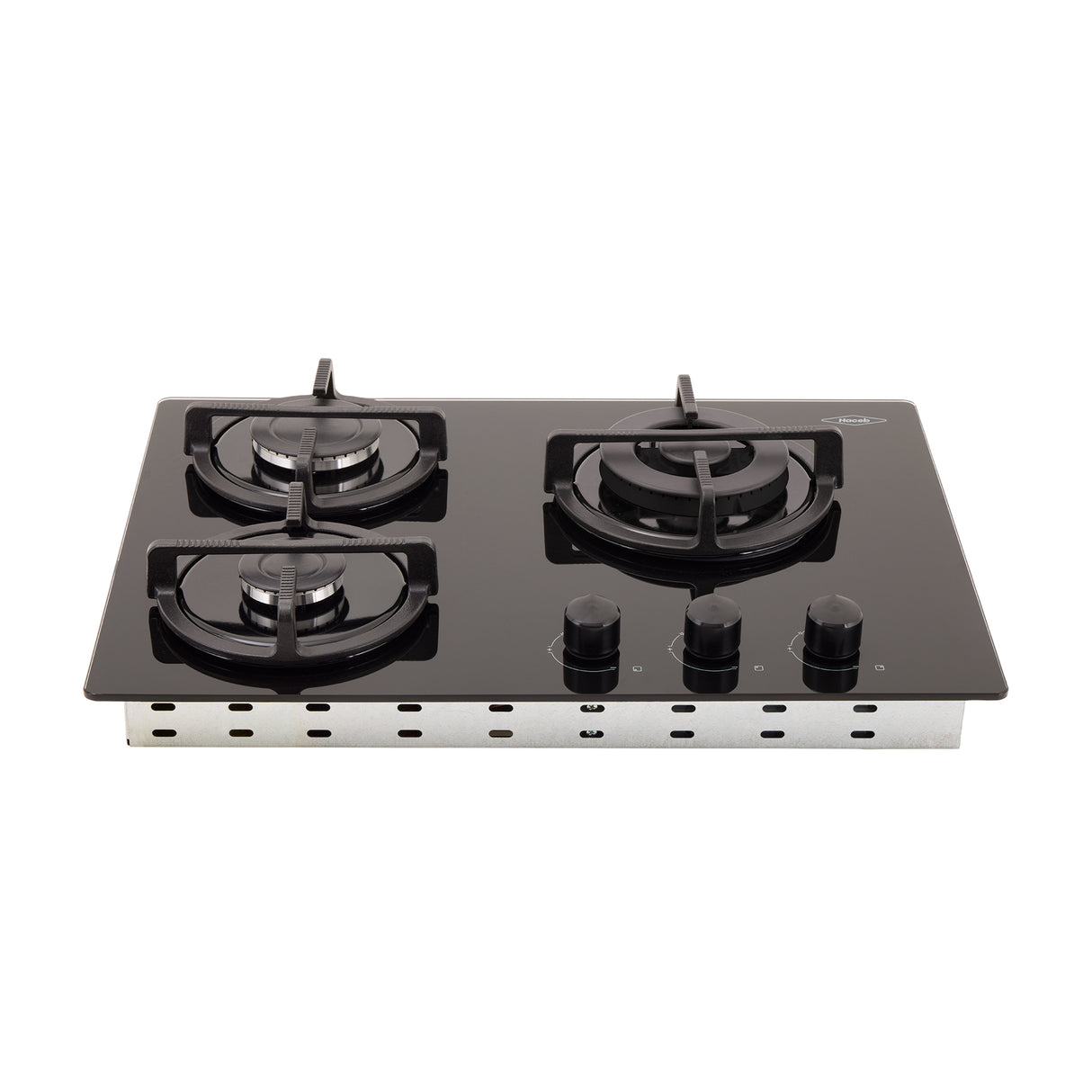 Estufa de Empotrar Haceb Cristal Negro 60x43cm 110 Voltios para Gas Natural con Tres Quemadores