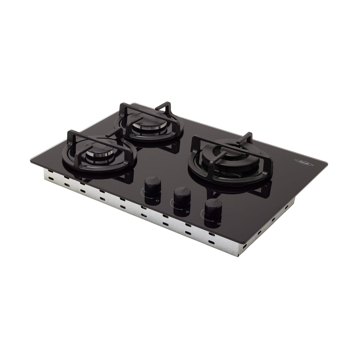 Estufa de Empotrar Haceb Cristal Negro 60x43cm 110 Voltios para Gas Natural con Tres Quemadores