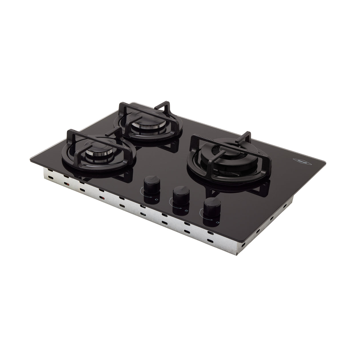 Estufa de Empotrar Haceb Cristal Negro 60x43cm 110 Voltios para Gas Natural con Tres Quemadores