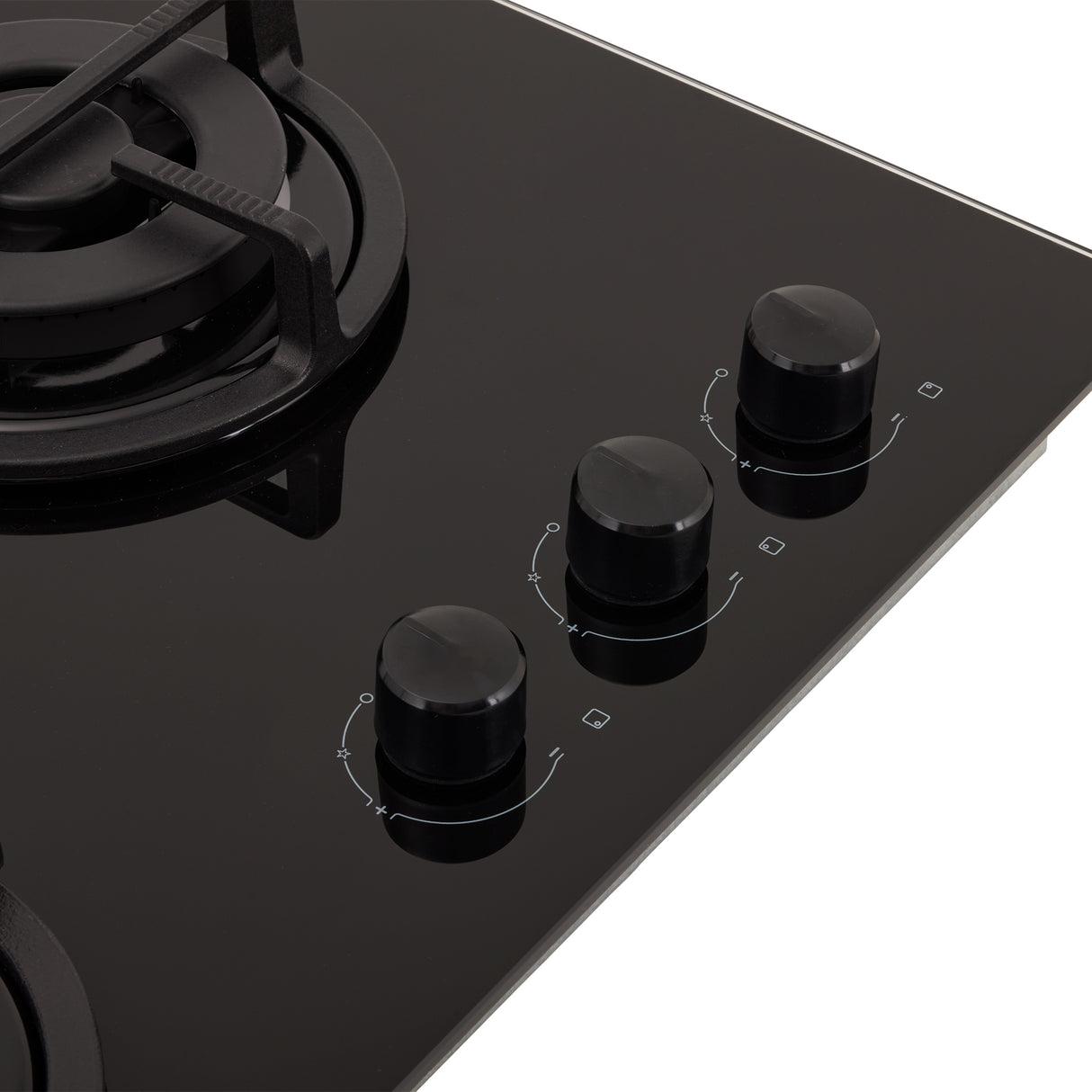 Estufa de Empotrar Haceb Cristal Negro 60x43cm 110 Voltios para Gas Natural con Tres Quemadores