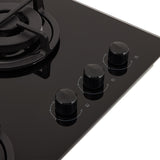 Estufa de Empotrar Haceb Cristal Negro 60x43cm 110 Voltios para Gas Natural con Tres Quemadores