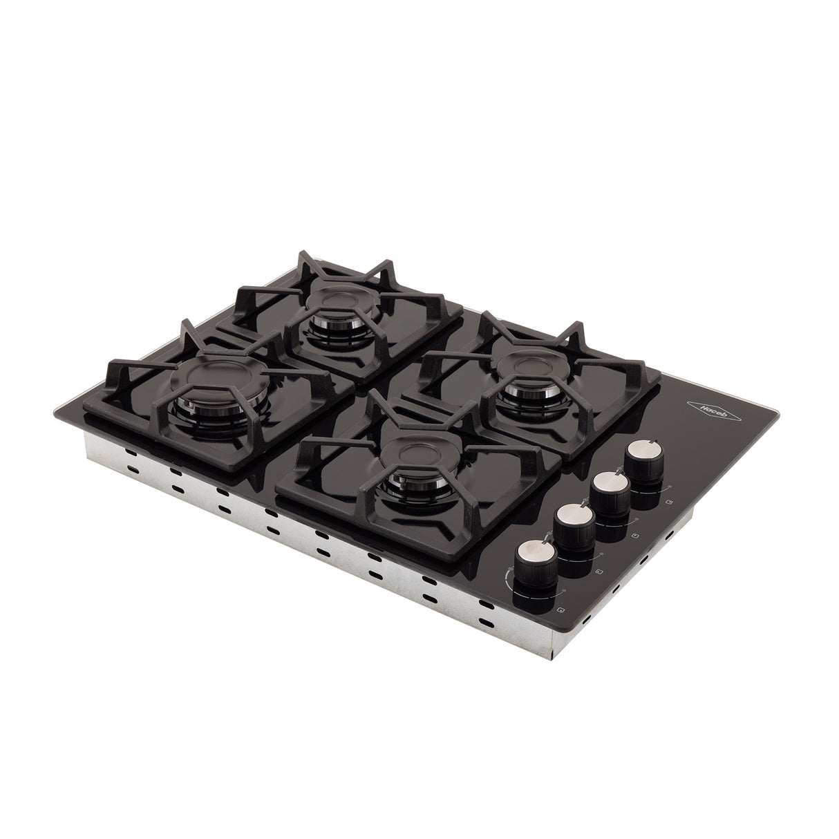 Estufa de Empotrar Haceb Cristal TA Negro 60x43cm 110 Voltios para Gas Propano con Cuatro Quemadores