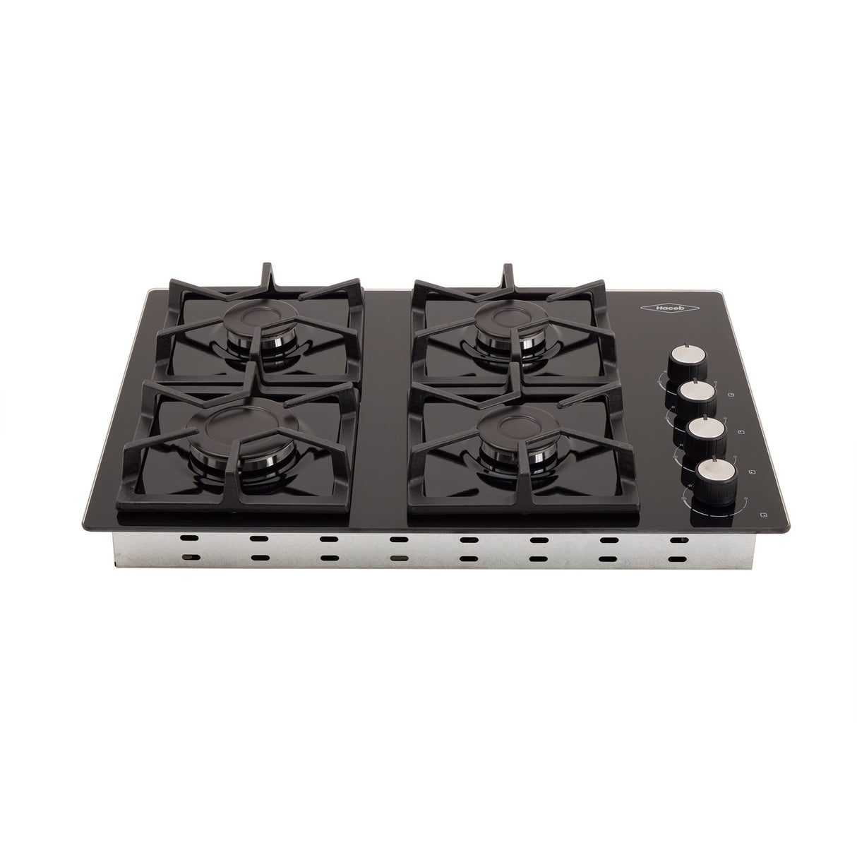 Estufa de Empotrar Haceb Cristal TA Negro 60x43cm 110 Voltios para Gas Propano con Cuatro Quemadores