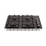 Estufa de Empotrar Haceb Cristal TA Negro 60x43cm 110 Voltios para Gas Propano con Cuatro Quemadores