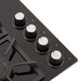Estufa de Empotrar Haceb Cristal TA Negro 60x43cm 110 Voltios para Gas Propano con Cuatro Quemadores